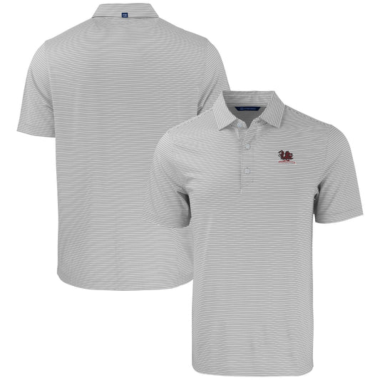 Men's Cutter & Buck  Gray/White South Carolina Gamecocks Forge Eco Double Stripe Stretch Recycled Tri-Blend Polo