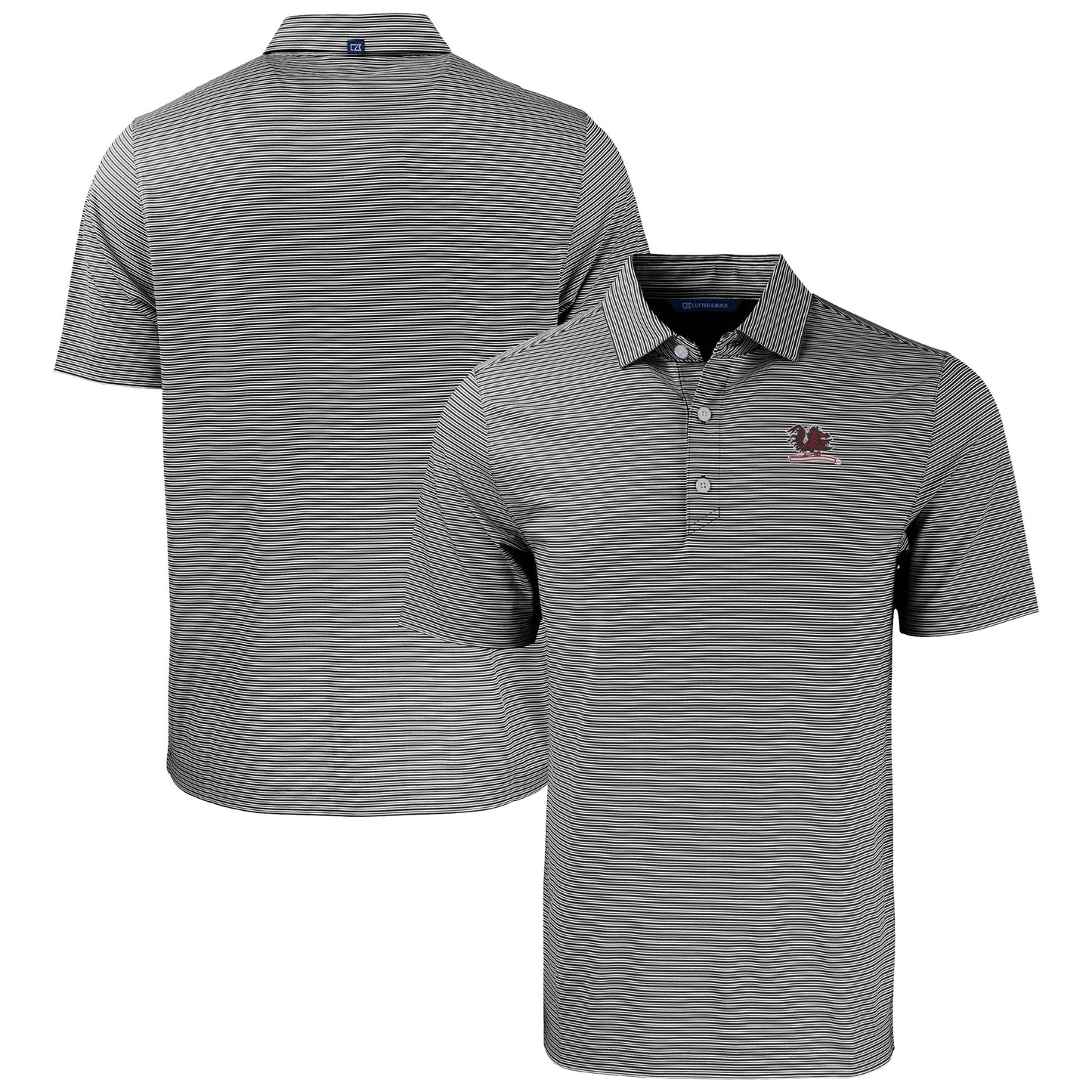 Men's Cutter & Buck  Black/White South Carolina Gamecocks Forge Eco Double Stripe Stretch Recycled Tri-Blend Polo