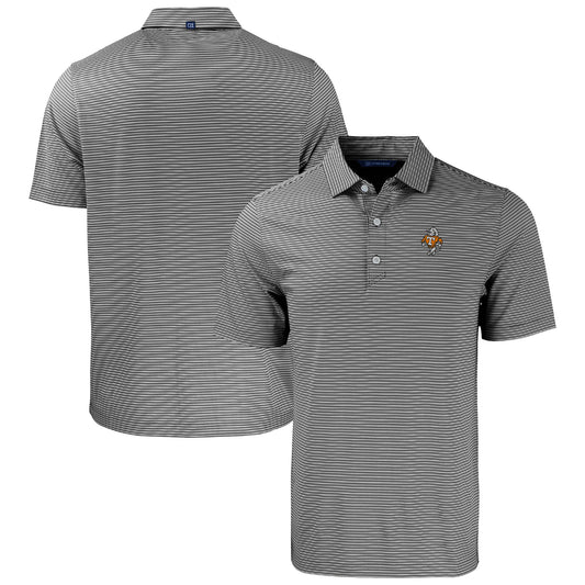 Men's Cutter & Buck  Black/White Tennessee Volunteers Forge Eco Double Stripe Stretch Recycled Tri-Blend Polo