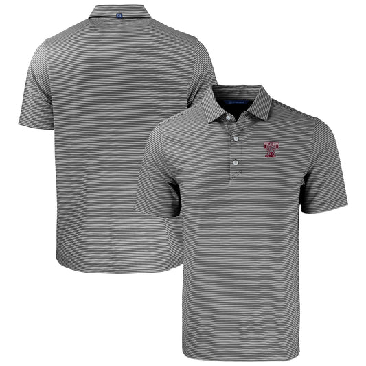 Men's Cutter & Buck  Black/White Texas A&M Aggies Forge Eco Double Stripe Stretch Recycled Tri-Blend Polo