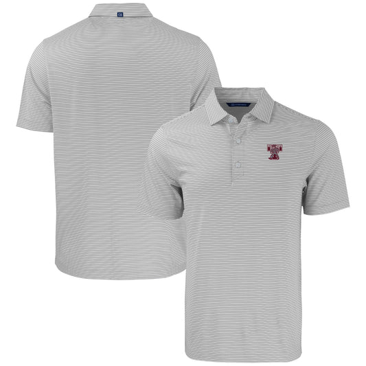 Men's Cutter & Buck  Gray/White Texas A&M Aggies Forge Eco Double Stripe Stretch Recycled Tri-Blend Polo