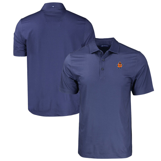 Men's Cutter & Buck  Navy Syracuse Orange Pike Eco Tonal Geo Print Stretch Recycled Polo