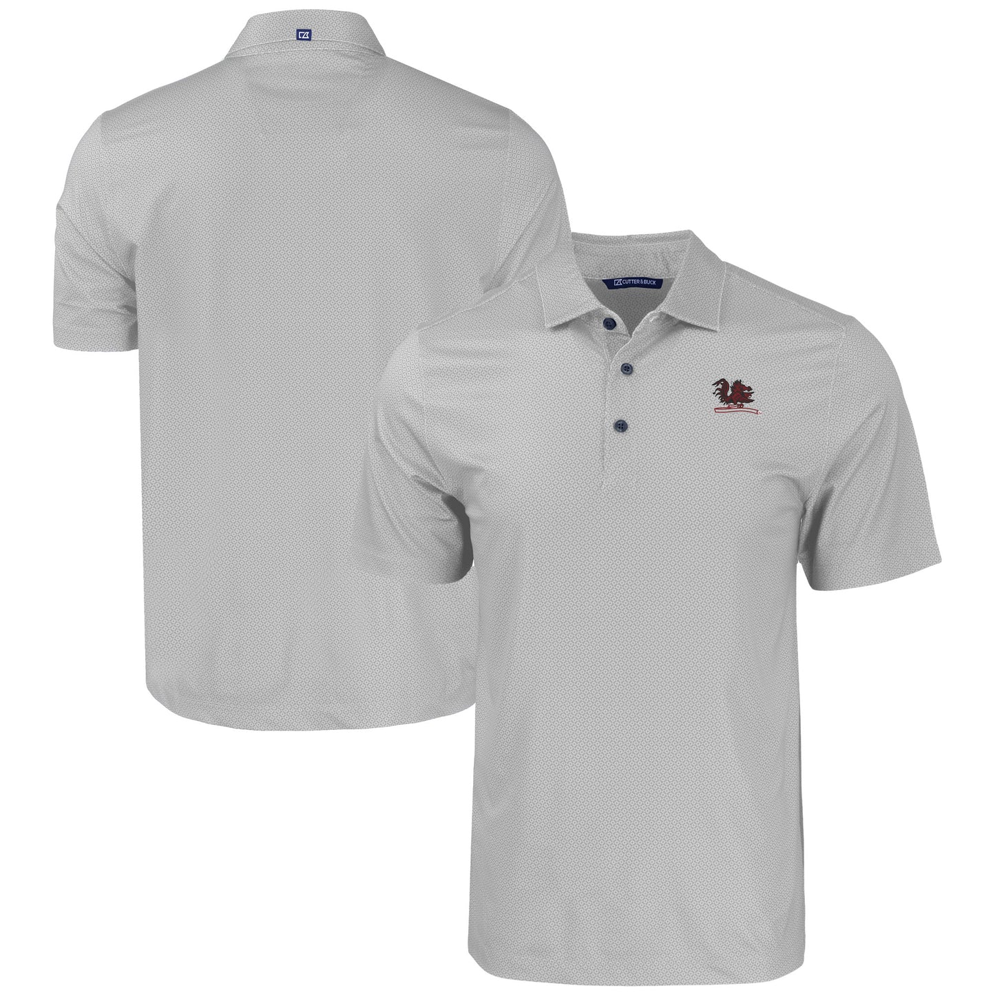 Men's Cutter & Buck  Gray South Carolina Gamecocks Pike Eco Tonal Geo Print Stretch Recycled Polo