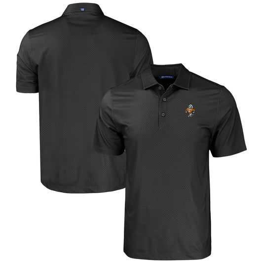 Men's Cutter & Buck  Black Tennessee Volunteers Pike Eco Tonal Geo Print Stretch Recycled Polo