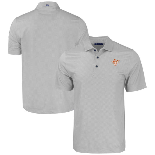 Men's Cutter & Buck  Gray Texas Longhorns Pike Eco Tonal Geo Print Stretch Recycled Polo