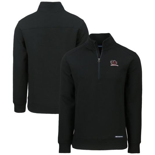 Men's Cutter & Buck  Black South Carolina Gamecocks Roam Eco Recycled Quarter-Zip Sweatshirt