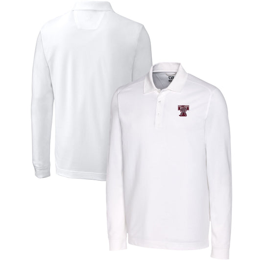 Men's Cutter & Buck  White Texas A&M Aggies Advantage Tri-Blend Pique Long Sleeve DryTec Polo