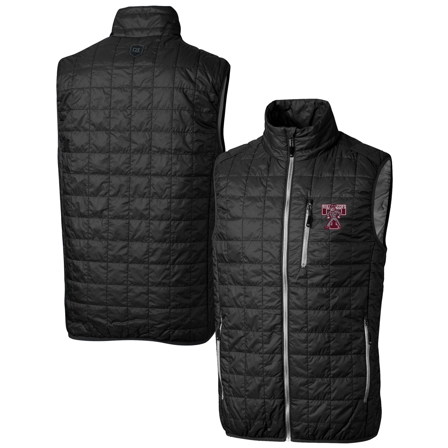 Men's Cutter & Buck  Black Texas A&M Aggies Vault Rainier PrimaLoft Eco Insulated Full-Zip Puffer Vest