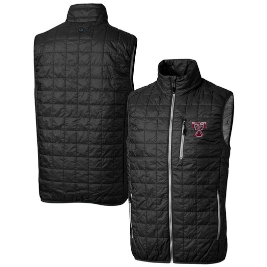 Men's Cutter & Buck  Black Texas A&M Aggies Vault Rainier PrimaLoft Eco Insulated Full-Zip Puffer Vest