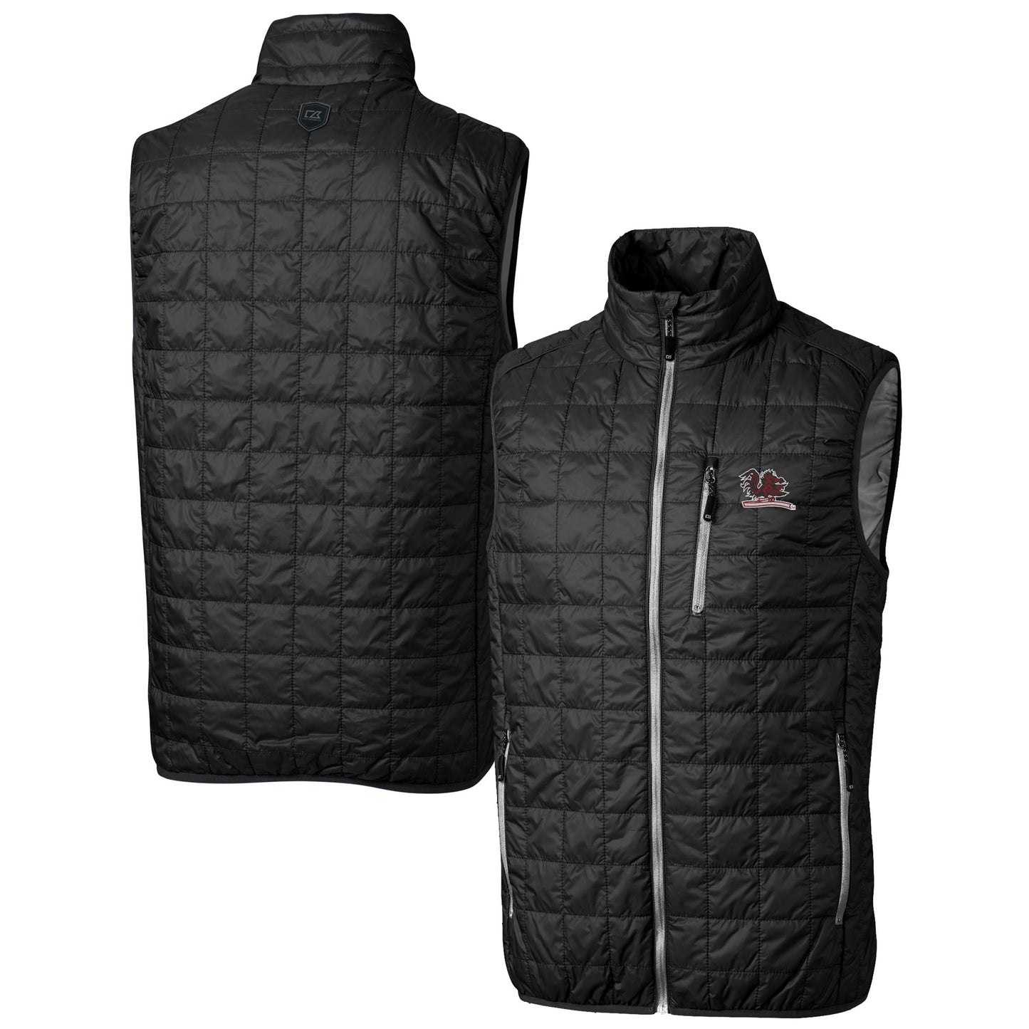 Men's Cutter & Buck  Black South Carolina Gamecocks Vault Rainier PrimaLoft Eco Insulated Full-Zip Puffer Vest