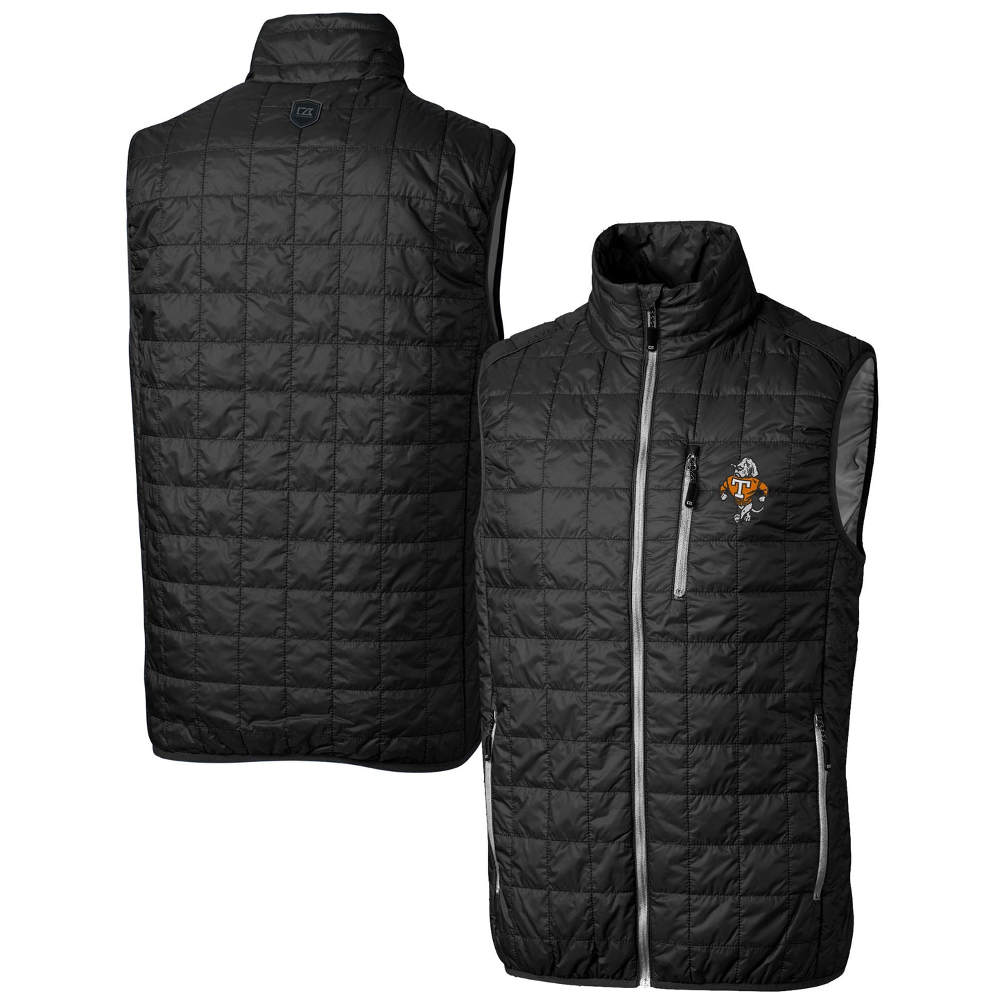 Men's Cutter & Buck  Black Tennessee Volunteers Vault Rainier PrimaLoft Eco Insulated Full-Zip Puffer Vest