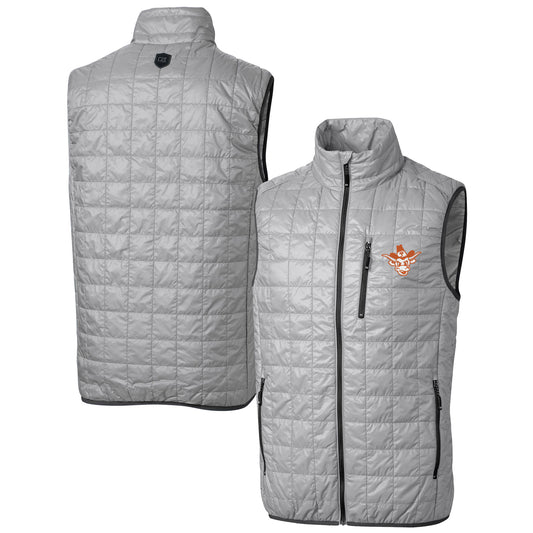 Men's Cutter & Buck  Gray Texas Longhorns Vault Rainier PrimaLoft Eco Insulated Full-Zip Puffer Vest