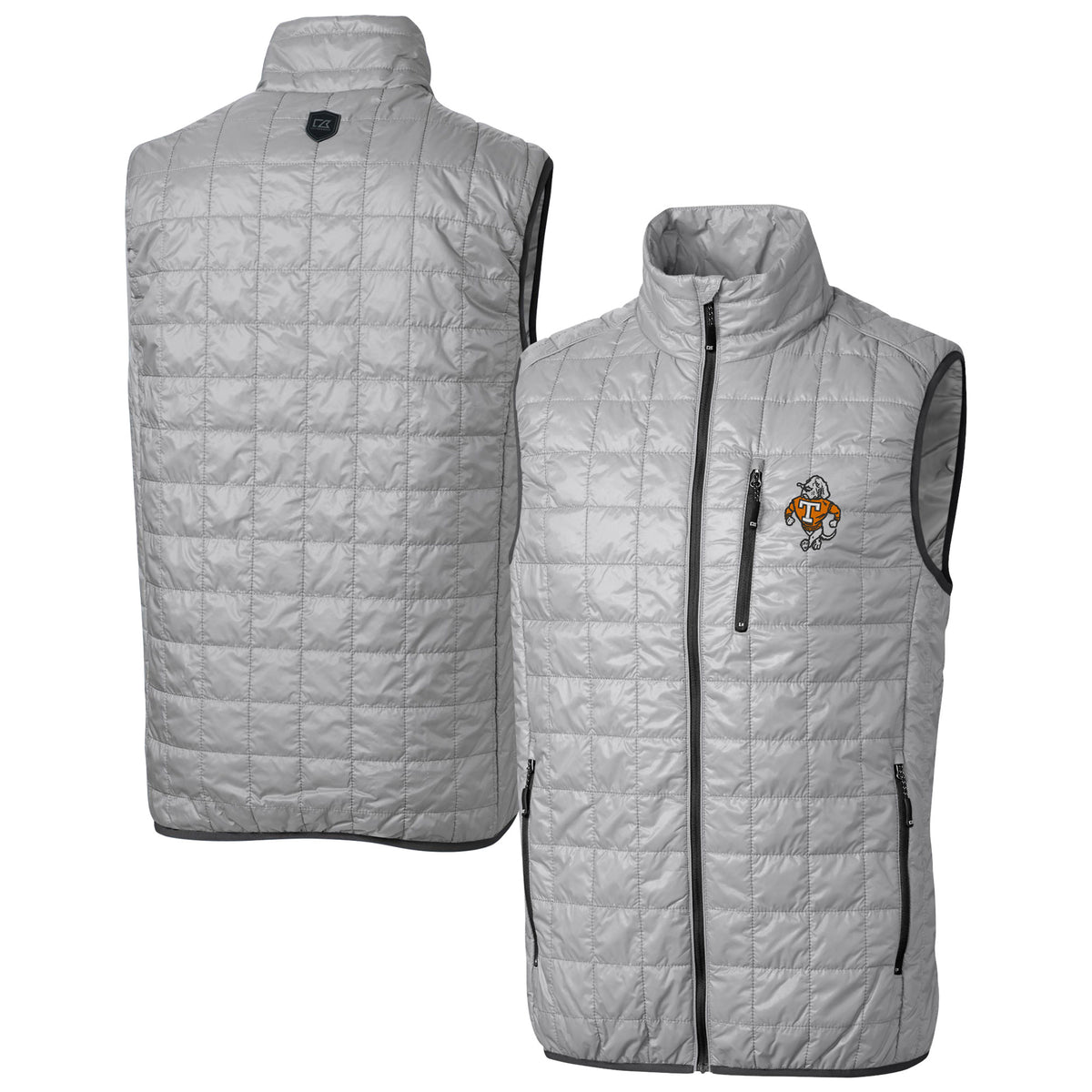 Men's Cutter & Buck  Gray Tennessee Volunteers Vault Rainier PrimaLoft Eco Insulated Full-Zip Puffer Vest