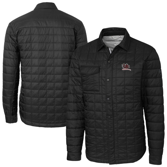 Men's Cutter & Buck  Black South Carolina Gamecocks Vault Rainier PrimaLoft Eco Insulated Quilted Button-Up Shacket