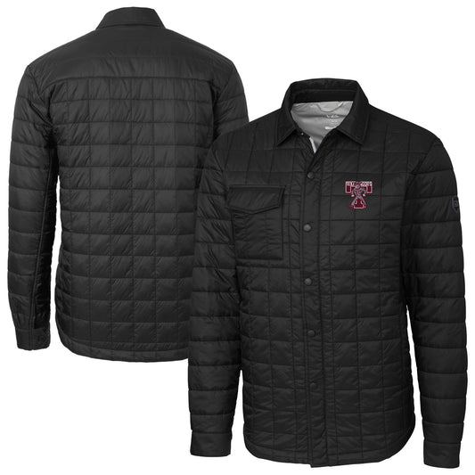 Men's Cutter & Buck  Black Texas A&M Aggies Vault Rainier PrimaLoft Eco Insulated Quilted Button-Up Shacket