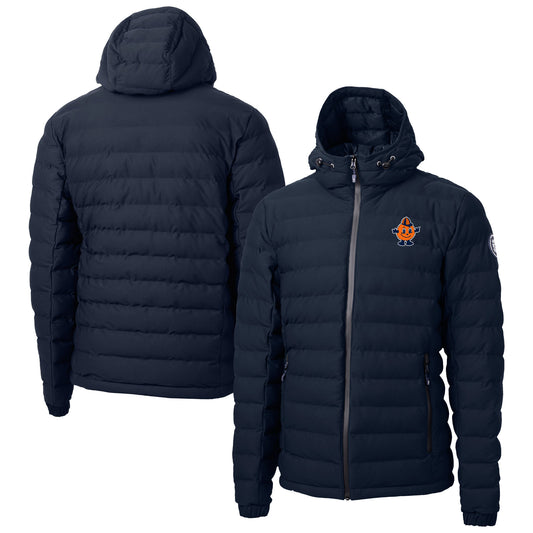 Men's Cutter & Buck  Navy Syracuse Orange Vault Mission Ridge Repreve Eco Insulated Puffer Full-Zip Jacket