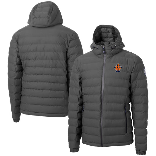 Men's Cutter & Buck  Gray Syracuse Orange Vault Mission Ridge Repreve Eco Insulated Puffer Full-Zip Jacket