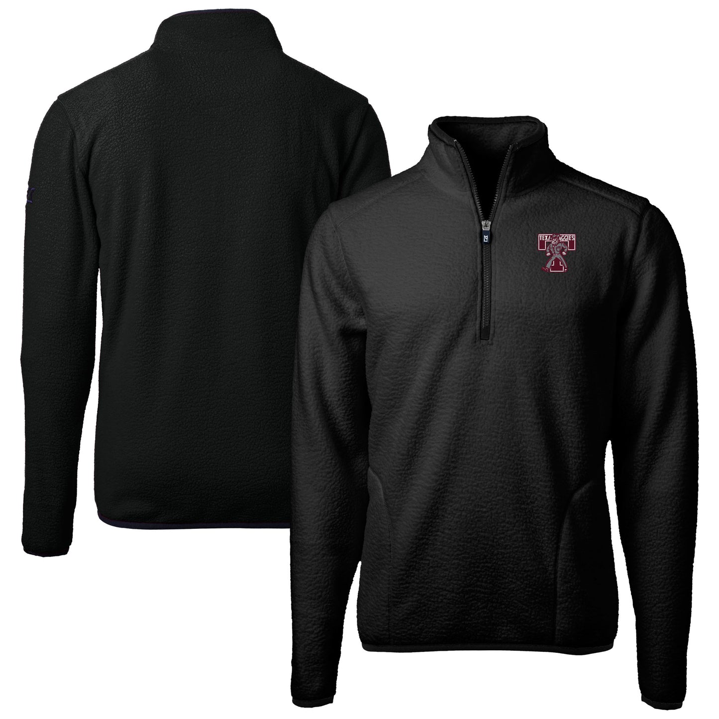 Men's Cutter & Buck  Black Texas A&M Aggies Vault Cascade Eco Sherpa Fleece Quarter-Zip Pullover Jacket