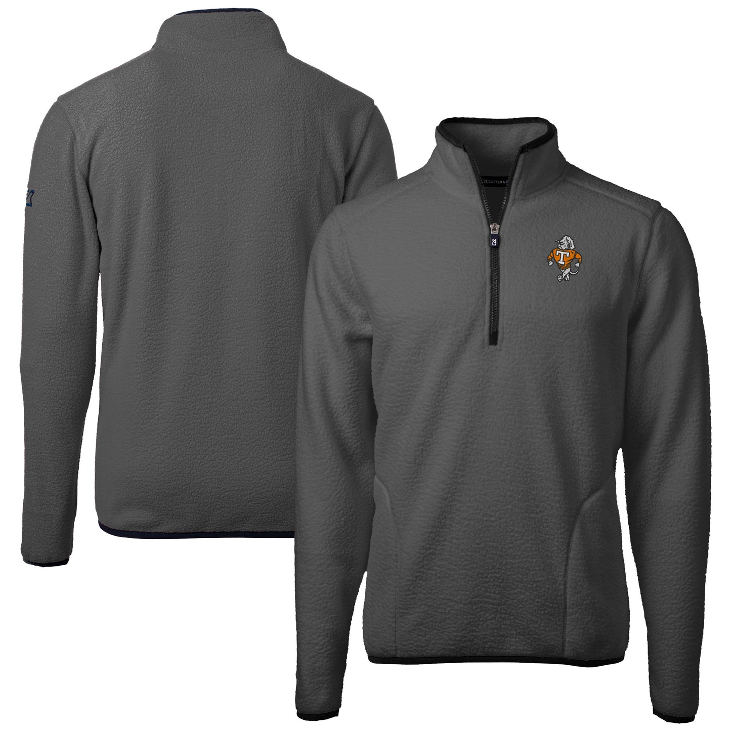 Men's Cutter & Buck  Gray Tennessee Volunteers Vault Cascade Eco Sherpa Fleece Quarter-Zip Pullover Jacket