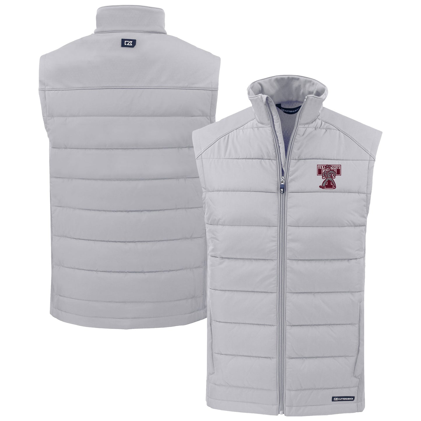 Men's Cutter & Buck  Gray Texas A&M Aggies Vault Evoke Hybrid Eco Softshell Recycled Full-Zip Vest