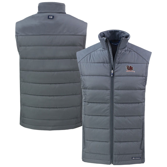 Men's Cutter & Buck  Gray South Carolina Gamecocks Vault Evoke Hybrid Eco Softshell Recycled Full-Zip Vest