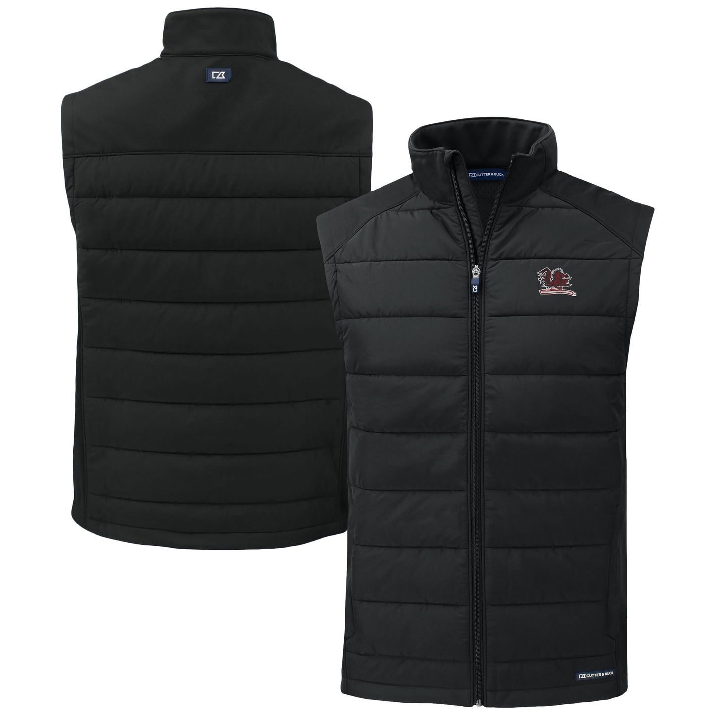 Men's Cutter & Buck  Black South Carolina Gamecocks Vault Evoke Hybrid Eco Softshell Recycled Full-Zip Vest