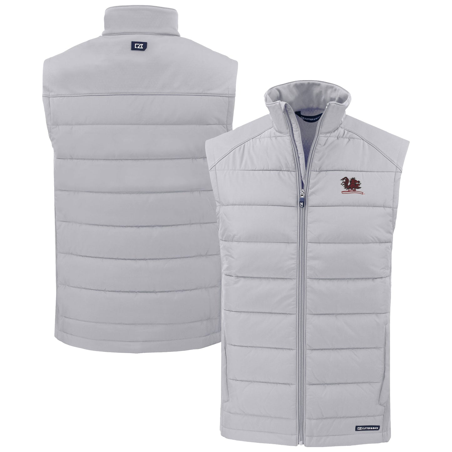 Men's Cutter & Buck  Gray South Carolina Gamecocks Vault Evoke Hybrid Eco Softshell Recycled Full-Zip Vest