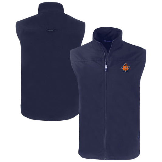 Men's Cutter & Buck  Navy Syracuse Orange Vault Charter Eco Recycled Full-Zip Vest