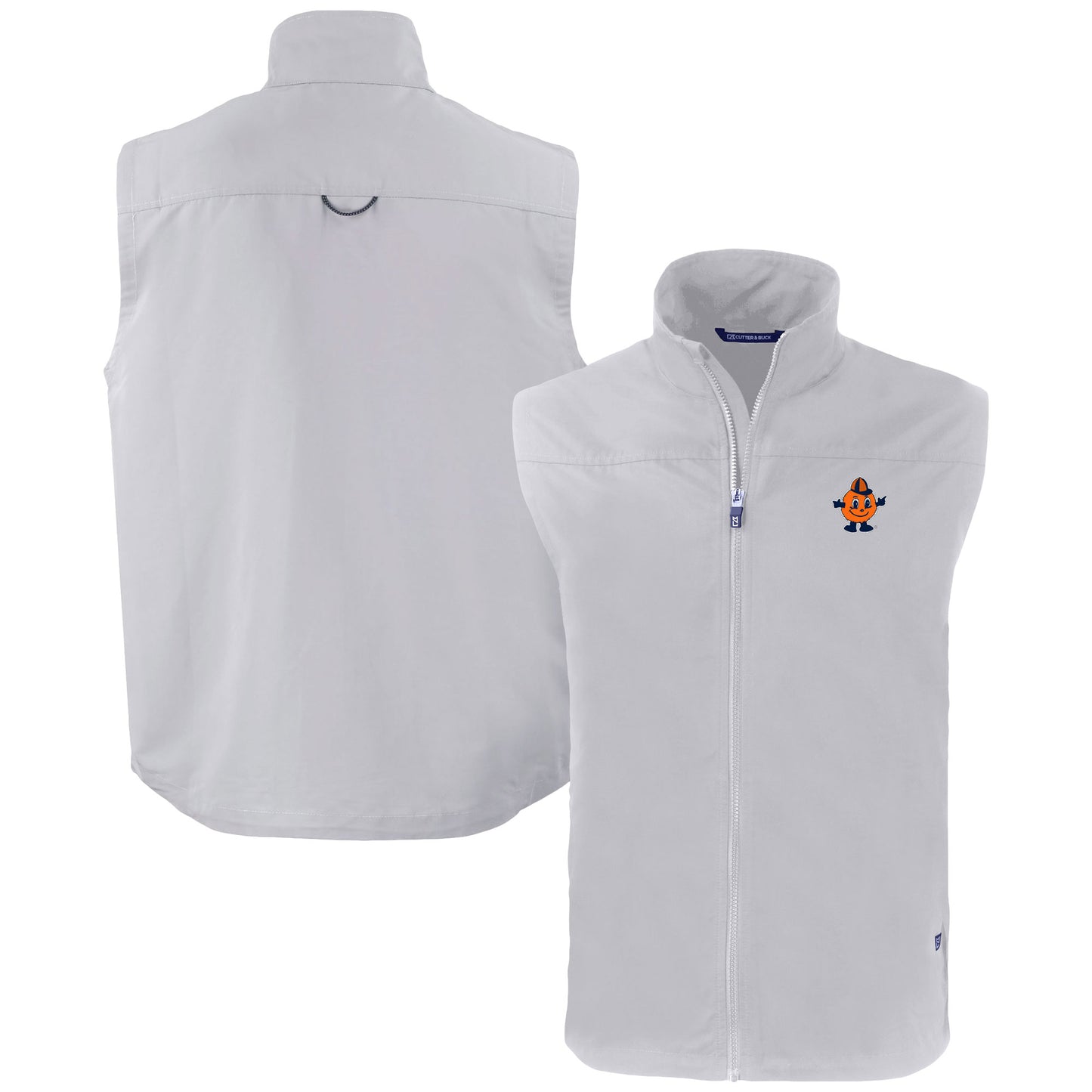 Men's Cutter & Buck  Gray Syracuse Orange Vault Charter Eco Recycled Full-Zip Vest