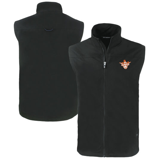 Men's Cutter & Buck  Black Texas Longhorns Vault Charter Eco Recycled Full-Zip Vest