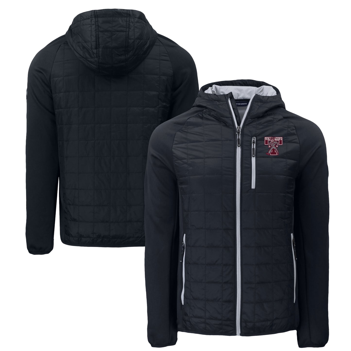 Men's Cutter & Buck  Black Texas A&M Aggies Vault Rainier Eco Hybrid PrimaLoft Full-Zip Jacket