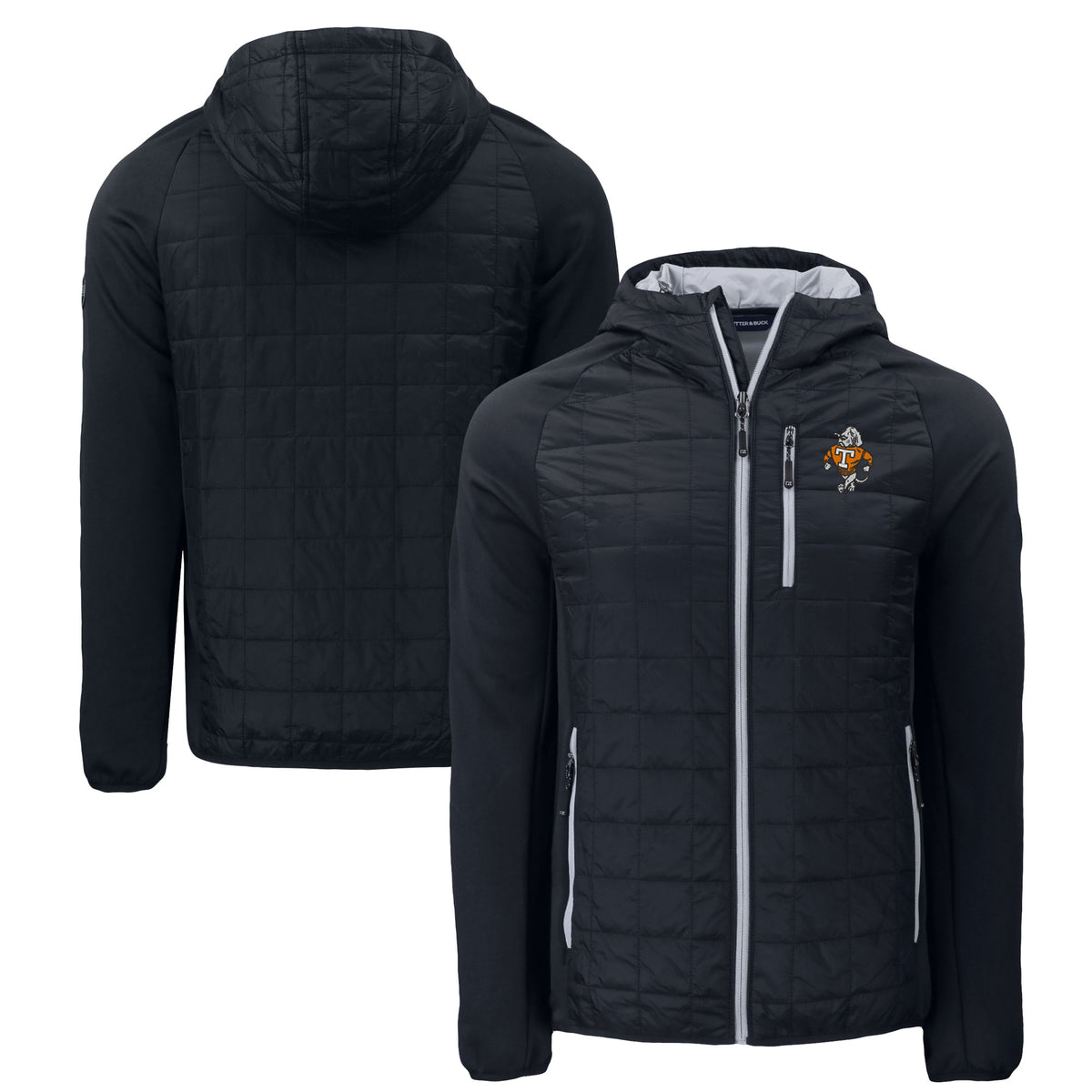 Men's Cutter & Buck  Black Tennessee Volunteers Vault Rainier Eco Hybrid PrimaLoft Full-Zip Jacket