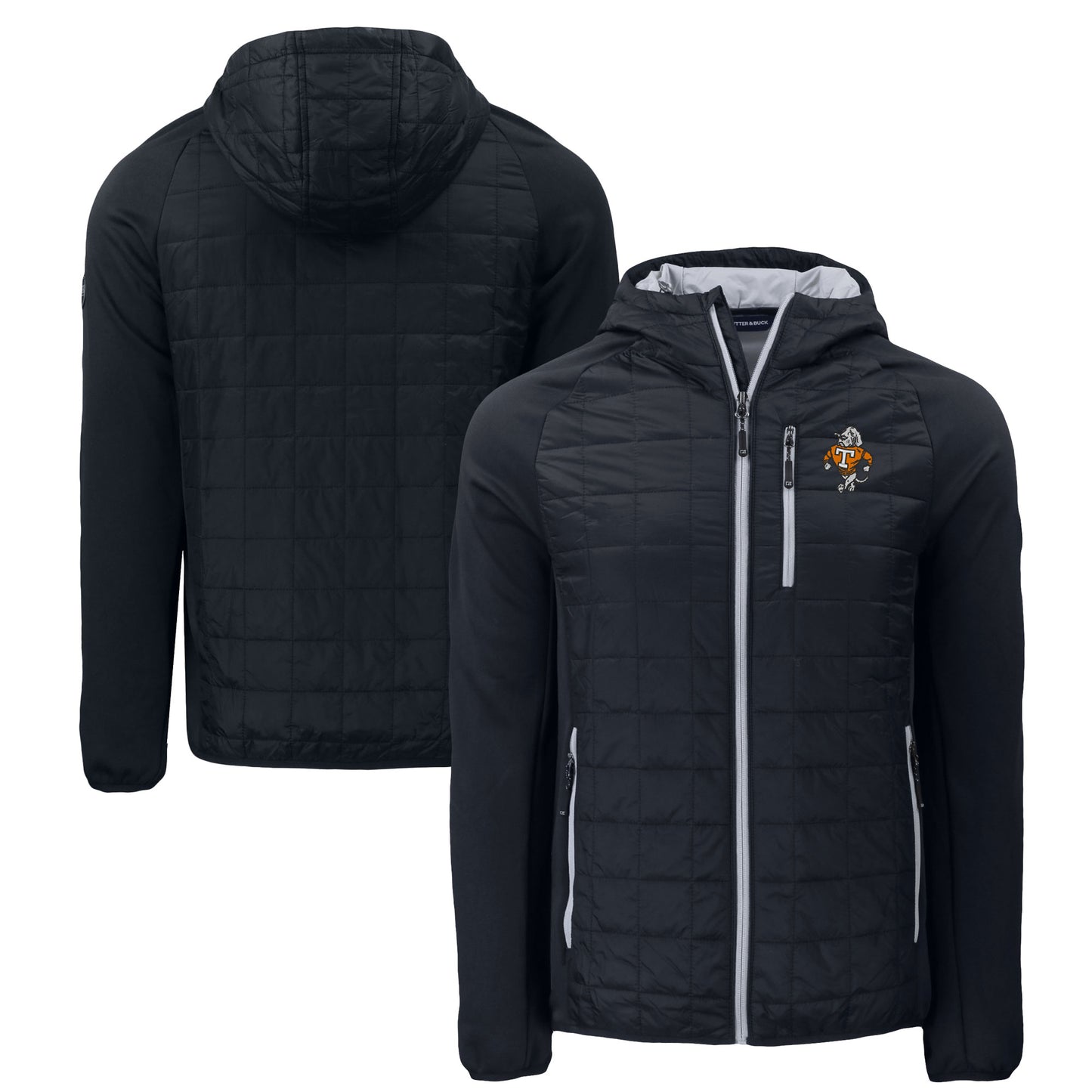 Men's Cutter & Buck  Black Tennessee Volunteers Vault Rainier Eco Hybrid PrimaLoft Full-Zip Jacket