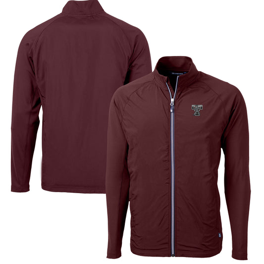 Men's Cutter & Buck  Maroon Texas A&M Aggies Vault Adapt Eco Knit Hybrid Recycled Mens Full Zip Jacket