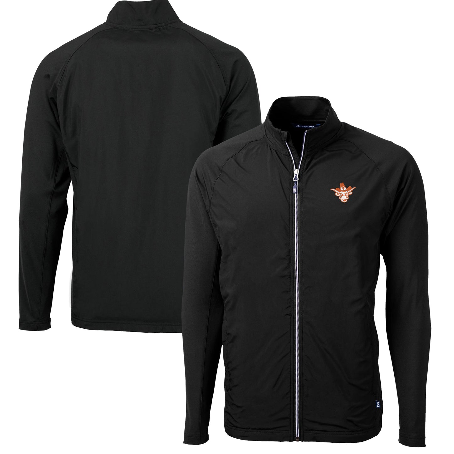 Men's Cutter & Buck  Black Texas Longhorns Vault Adapt Eco Knit Hybrid Recycled Mens Full Zip Jacket