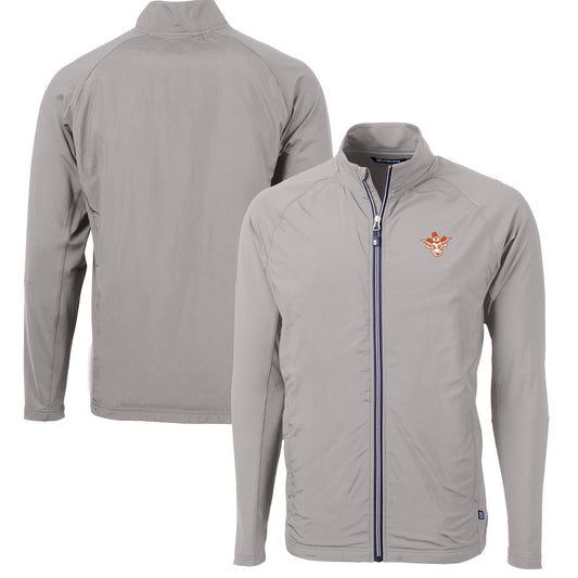 Men's Cutter & Buck  Gray Texas Longhorns Vault Adapt Eco Knit Hybrid Recycled Mens Full Zip Jacket