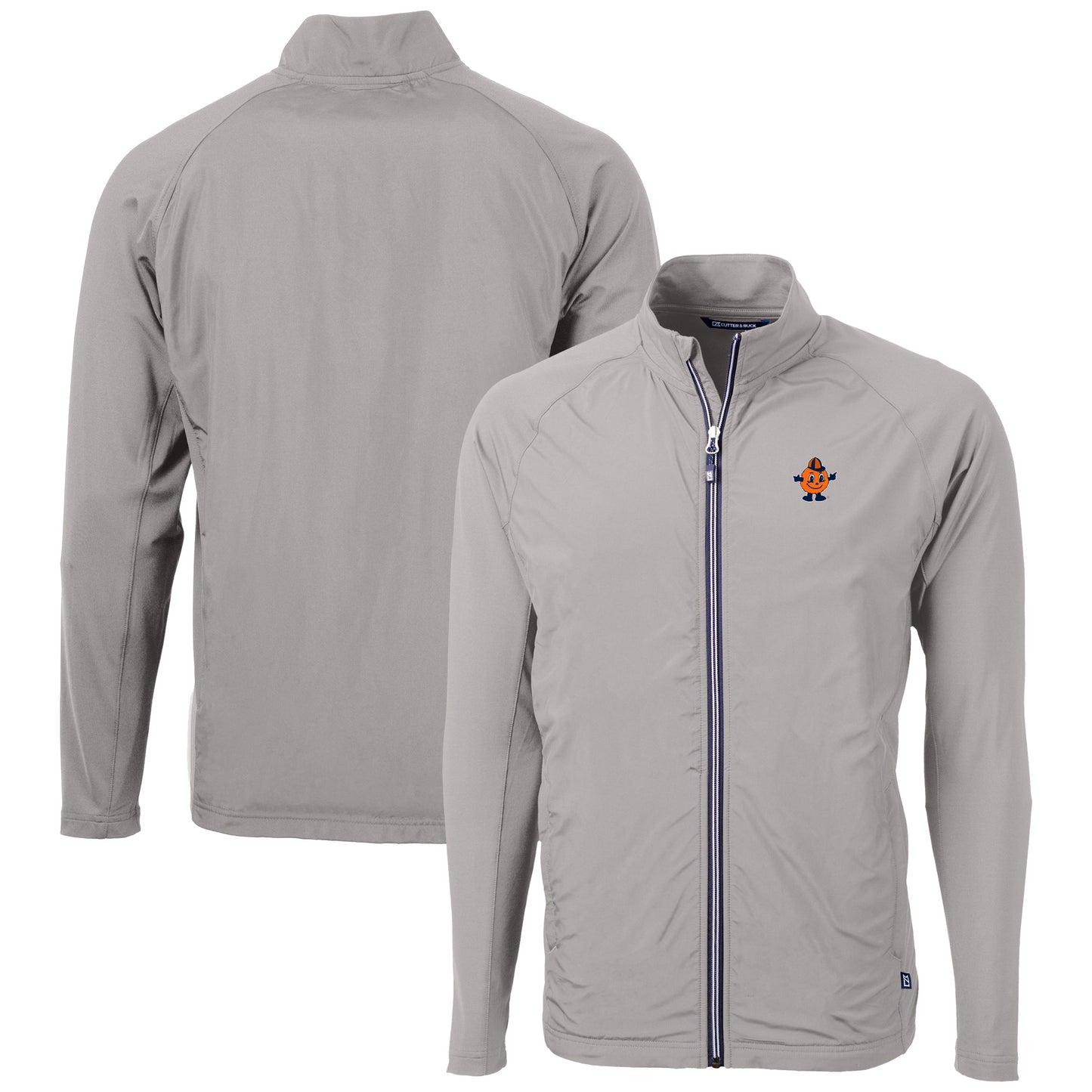 Men's Cutter & Buck  Gray Syracuse Orange Vault Adapt Eco Knit Hybrid Recycled Mens Full Zip Jacket