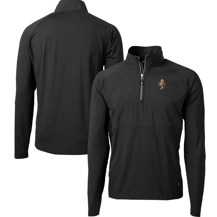 Men's Cutter & Buck  Black Tennessee Volunteers DryTec Adapt Eco Knit Hybrid Recycled Raglan Quarter-Zip Jacket