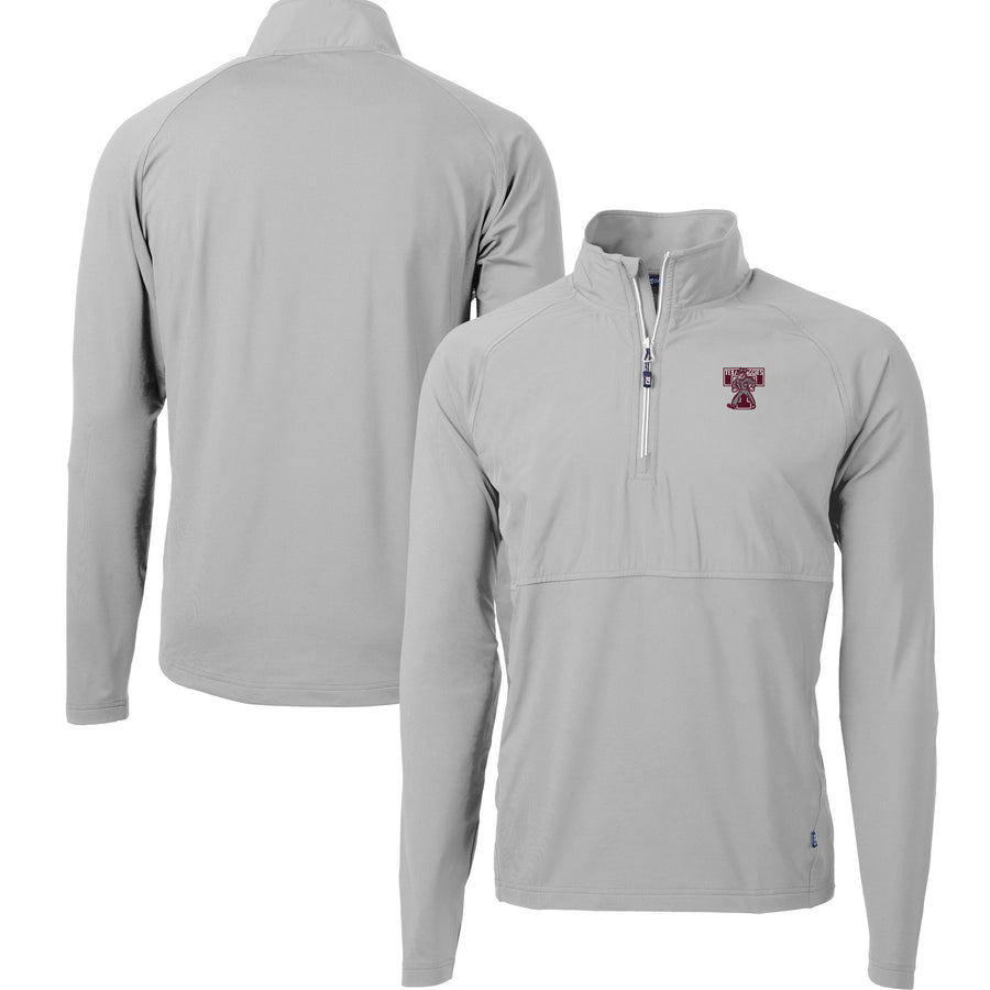 Men's Cutter & Buck  Gray Texas A&M Aggies DryTec Adapt Eco Knit Hybrid Recycled Raglan Quarter-Zip Jacket