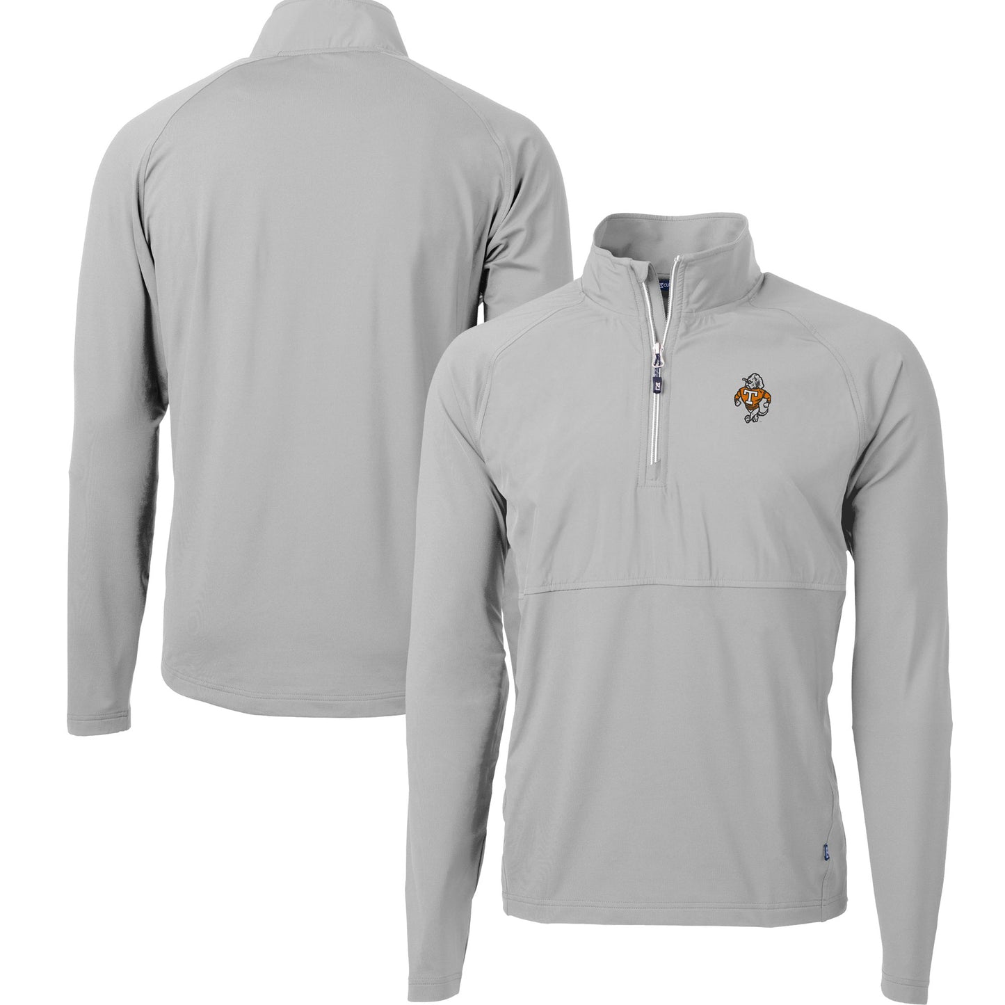 Men's Cutter & Buck  Gray Tennessee Volunteers DryTec Adapt Eco Knit Hybrid Recycled Raglan Quarter-Zip Jacket