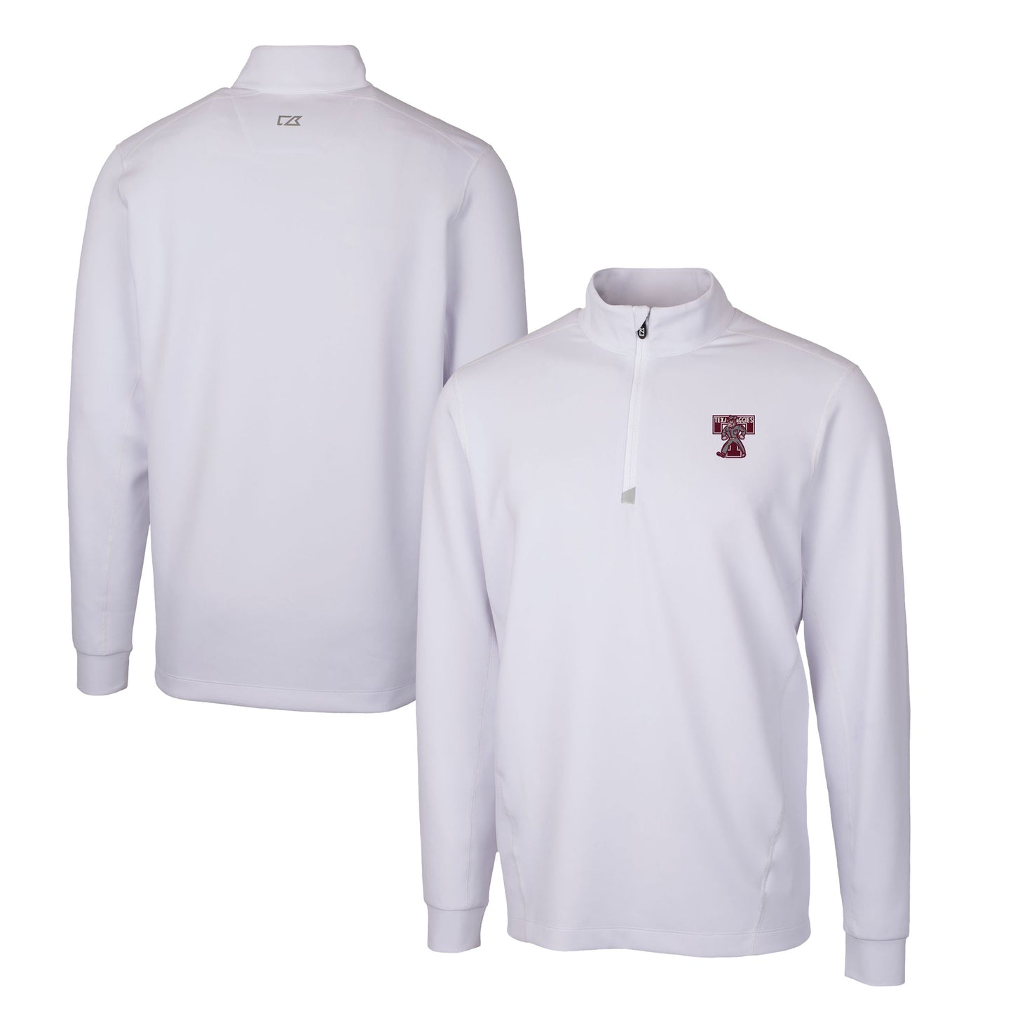 Men's Cutter & Buck  White Texas A&M Aggies Vault DryTec Traverse Stretch Quarter-Zip Pullover
