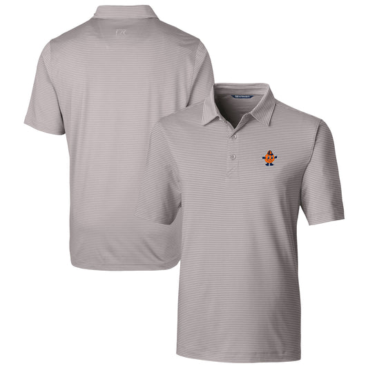 Men's Cutter & Buck  Gray Syracuse Orange Vault Forge Pencil Stripe Stretch Polo