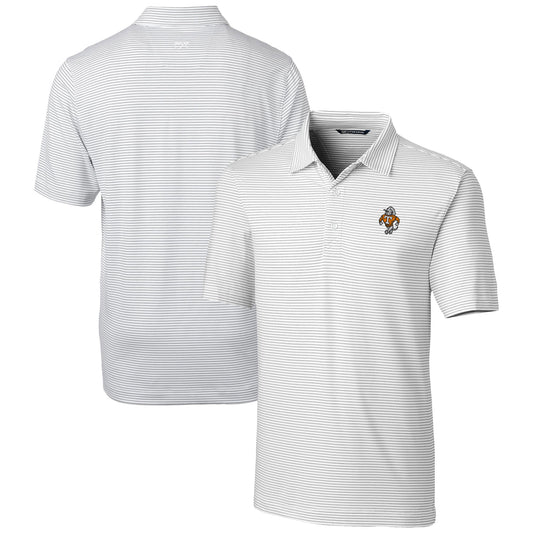 Men's Cutter & Buck  White Tennessee Volunteers Vault Forge Pencil Stripe Stretch Polo