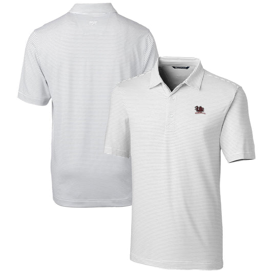 Men's Cutter & Buck  White South Carolina Gamecocks Vault Forge Pencil Stripe Stretch Polo