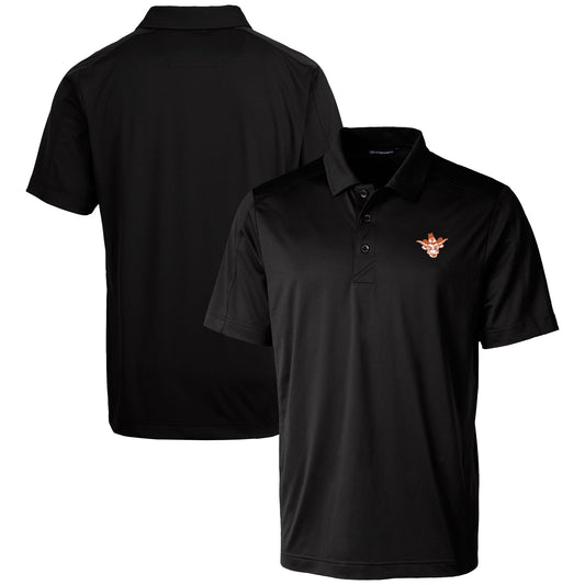 Men's Cutter & Buck  Black Texas Longhorns Vault Prospect Textured Stretch Polo