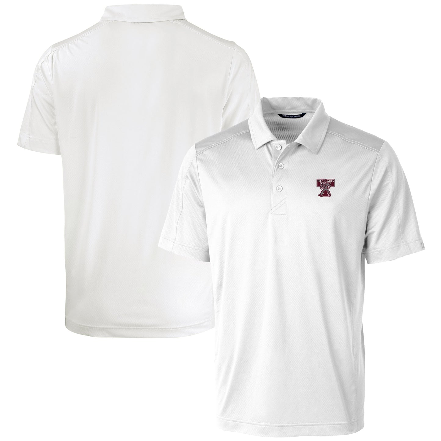 Men's Cutter & Buck  White Texas A&M Aggies Vault Prospect Textured Stretch Polo