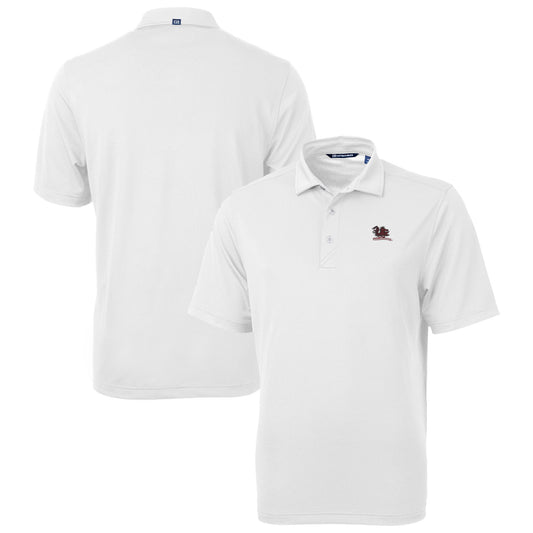 Men's Cutter & Buck  White South Carolina Gamecocks Vault DryTec Virtue Eco Pique Recycled Polo