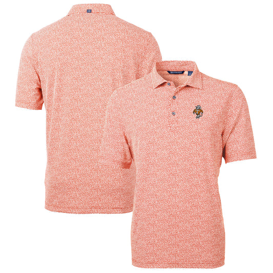 Men's Cutter & Buck  Orange Tennessee Volunteers Vault DryTec Virtue Eco Pique Botanical Print Recycled Polo