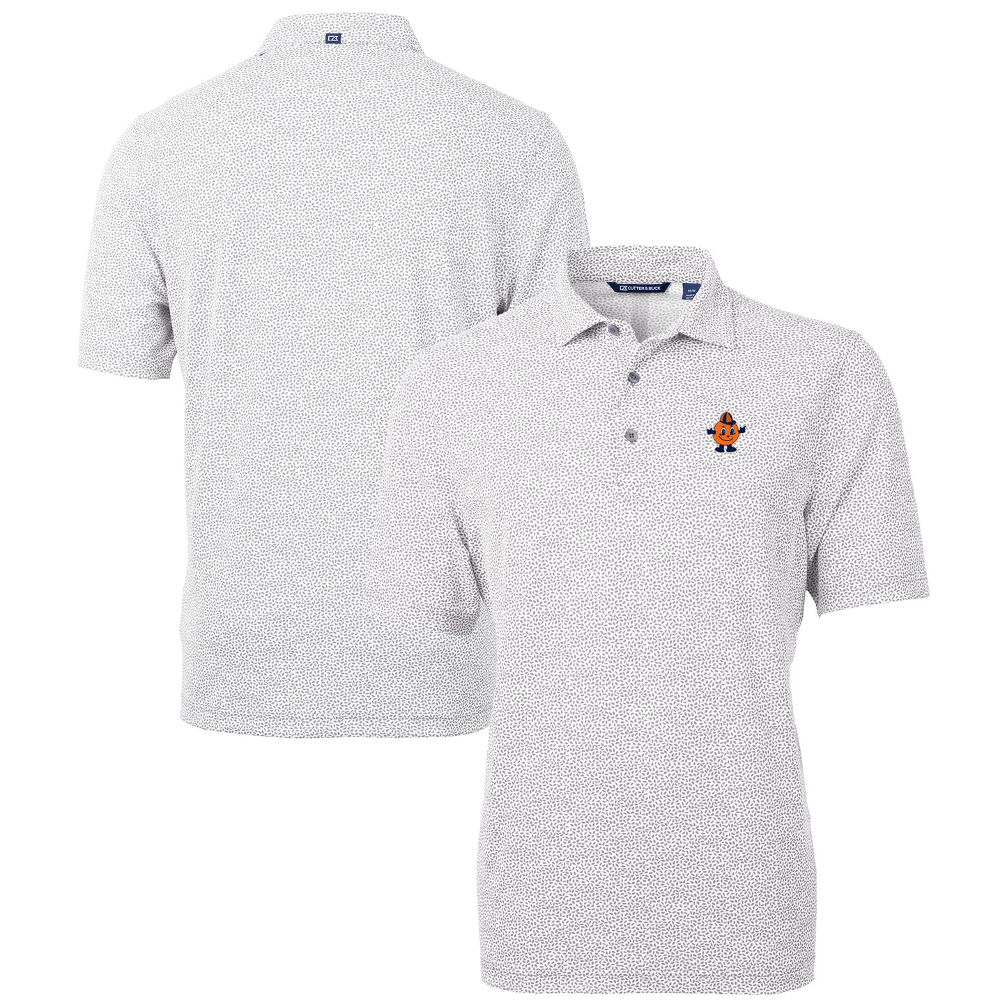 Men's Cutter & Buck  Gray Syracuse Orange Vault DryTec Virtue Eco Pique Botanical Print Recycled Polo