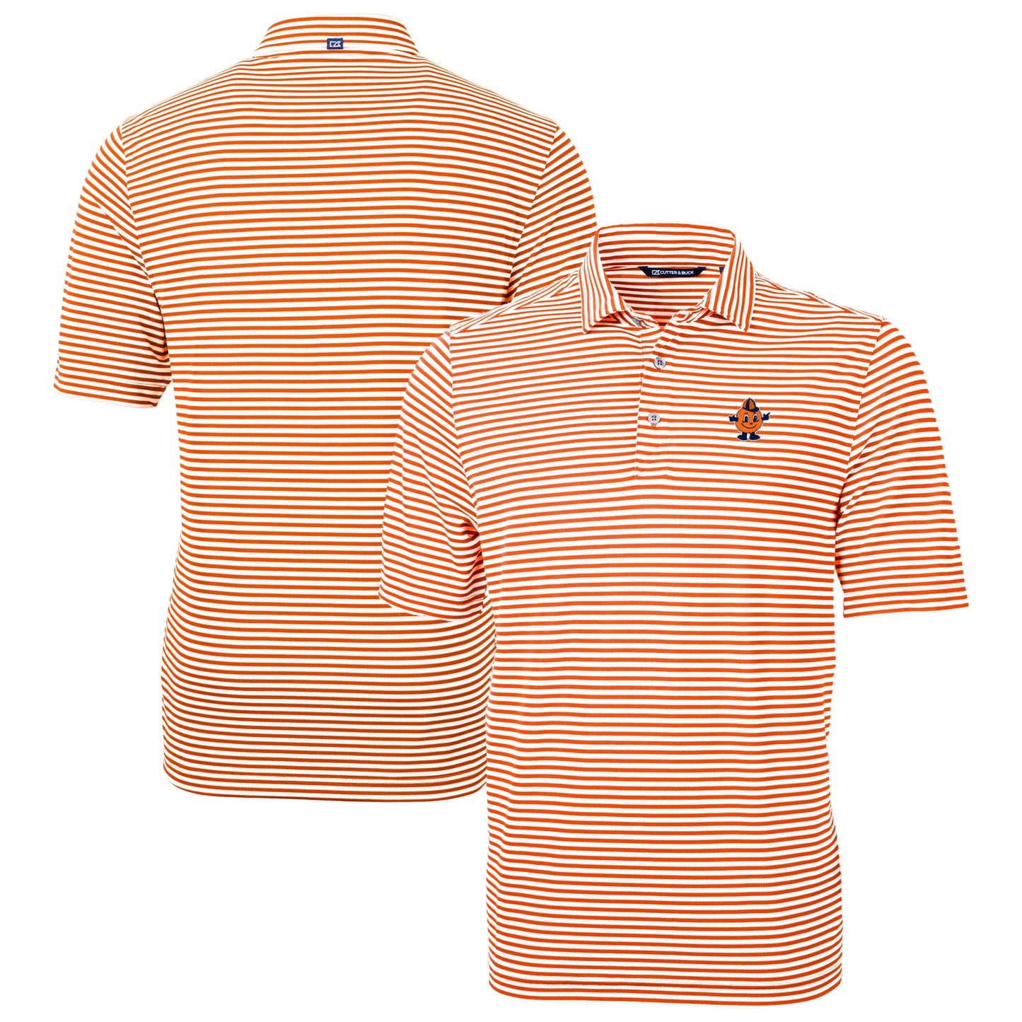 Men's Cutter & Buck  Orange Syracuse Orange Vault DryTec Virtue Eco Pique Stripe Recycled Polo